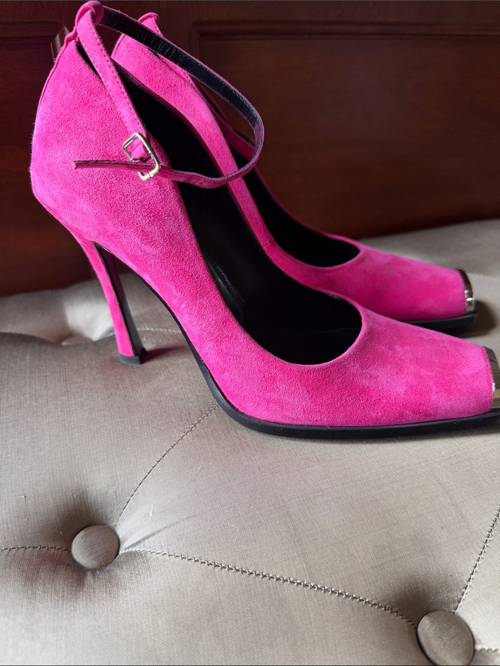Calvin Klein Hot Pink Suede Mary Jane Heels